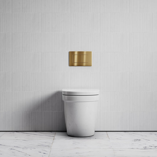 Berkeley Traditional Back to Wall Rimless Toilet with Concealed Cistern and Brushed Gold Flush Plate