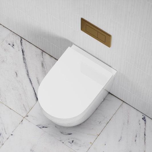 Berkeley Traditional Back to Wall Rimless Toilet with Concealed Cistern and Brushed Gold Flush Plate