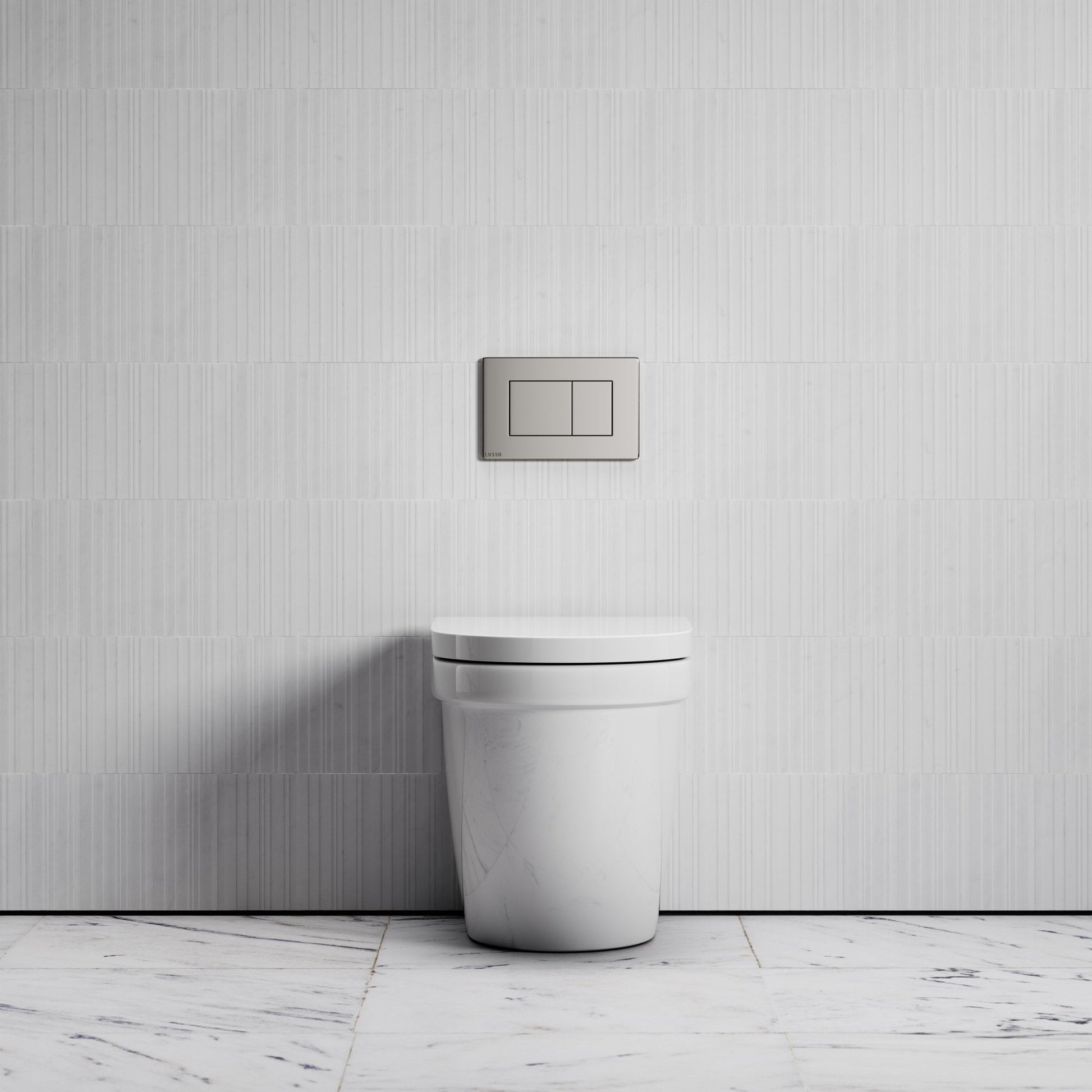 Berkeley Traditional Back to Wall Rimless Toilet with Concealed Cistern and Polished Nickel Flush Plate