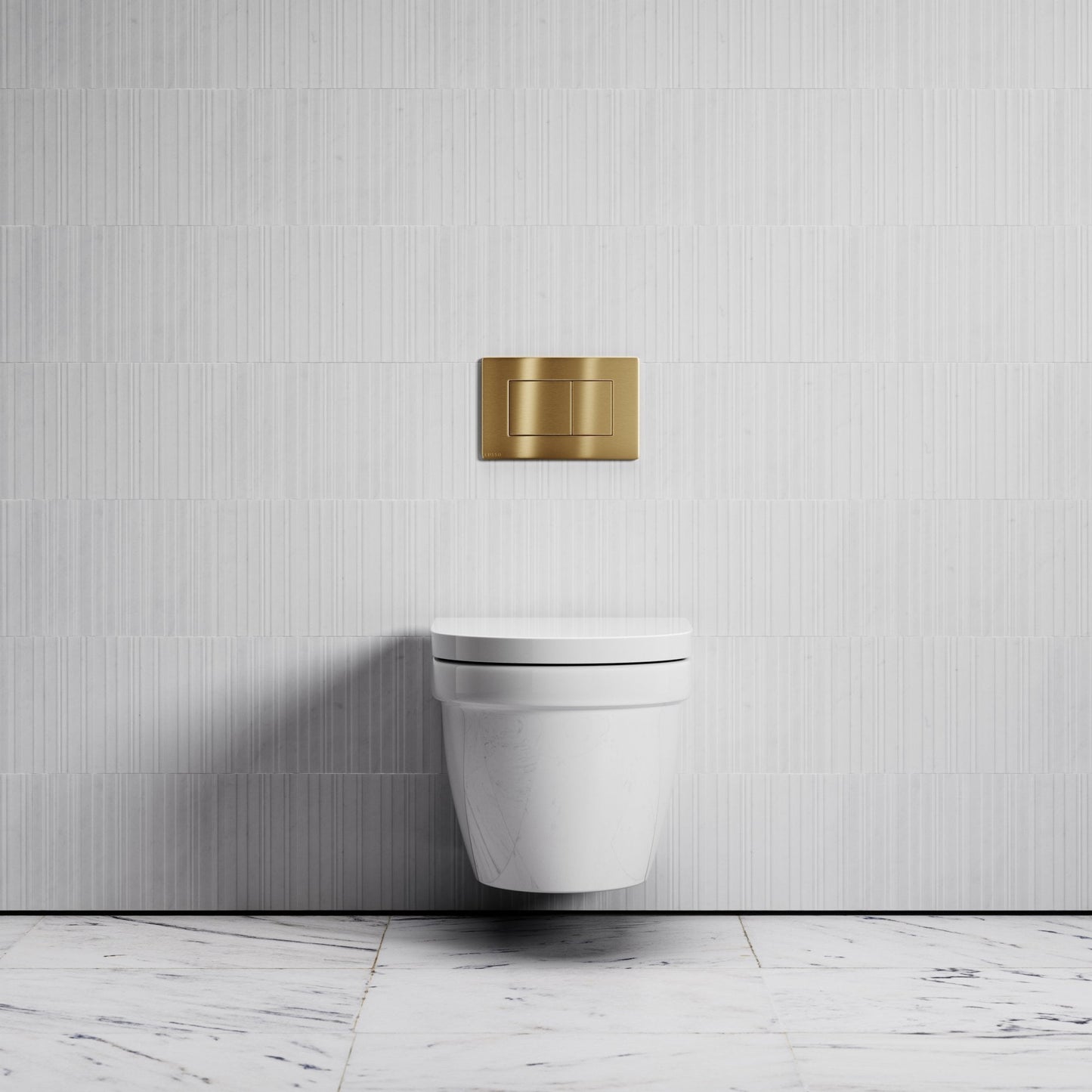 Berkeley Traditional Wall Hung Rimless Toilet with Concealed Cistern Frame and Brushed Gold Flush Plate