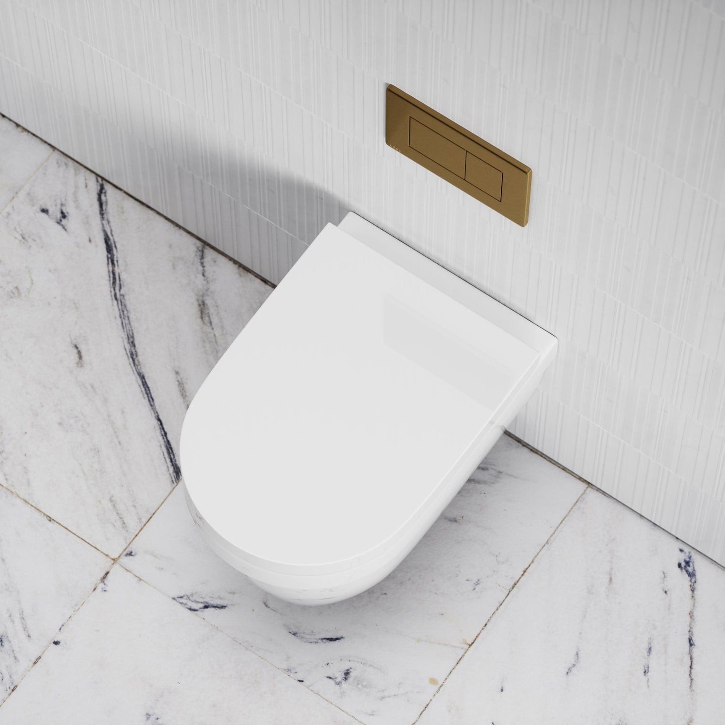 Berkeley Traditional Wall Hung Rimless Toilet with Concealed Cistern Frame and Brushed Gold Flush Plate
