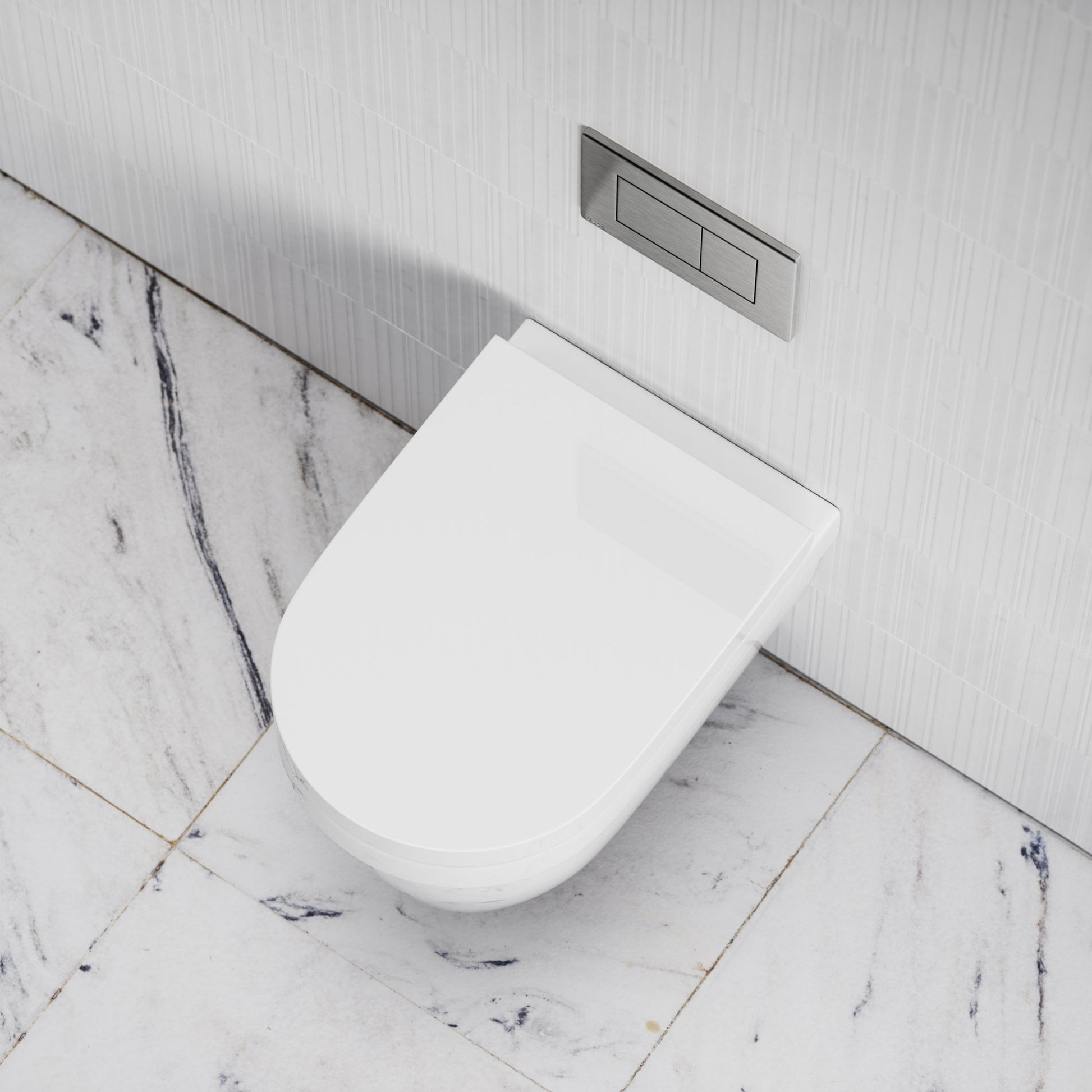 Berkeley Traditional Wall Hung Rimless Toilet with Concealed Cistern Frame and Brushed Stainless Flush Plate