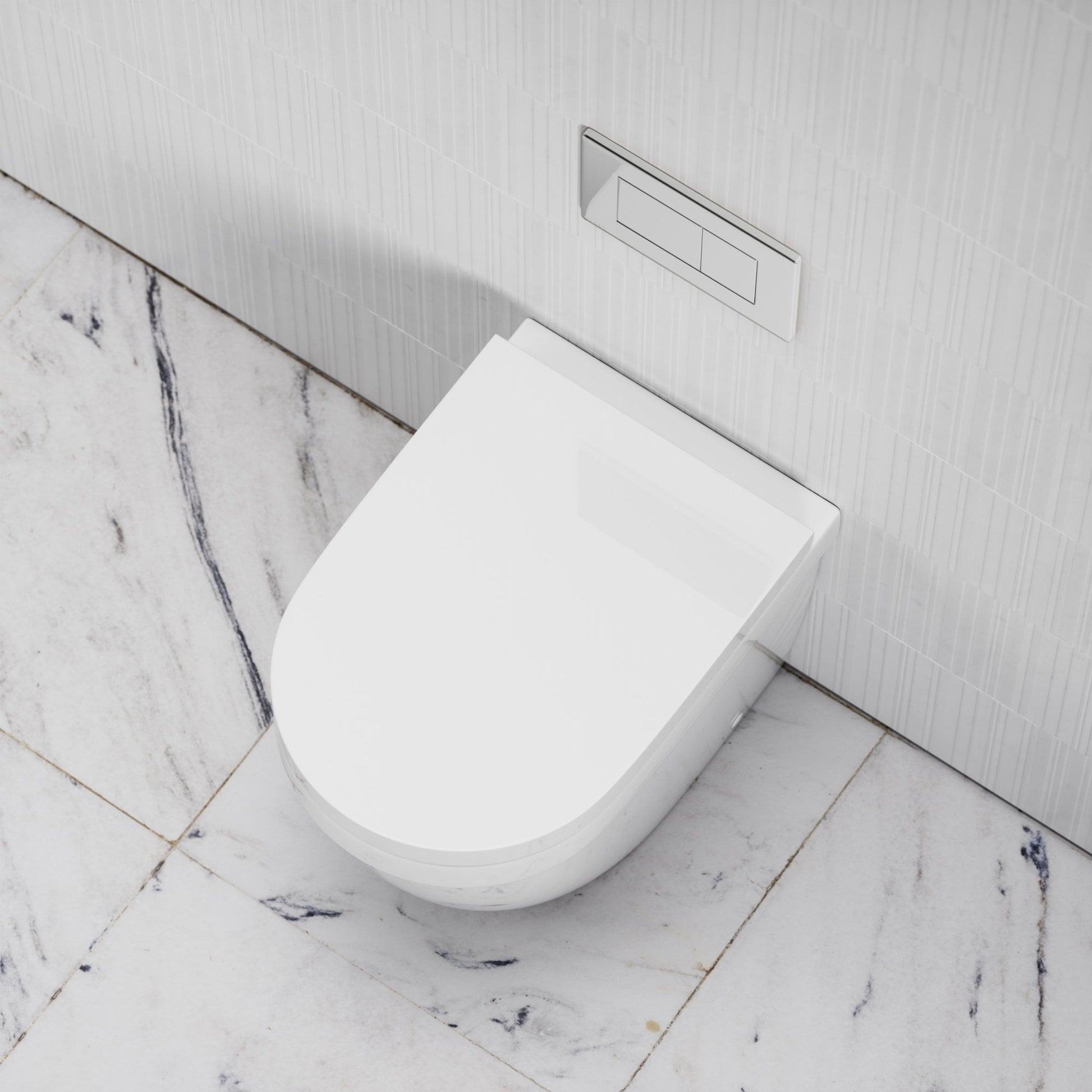 Berkeley Traditional Wall Hung Rimless Toilet with Concealed Cistern Frame and Chrome Flush Plate