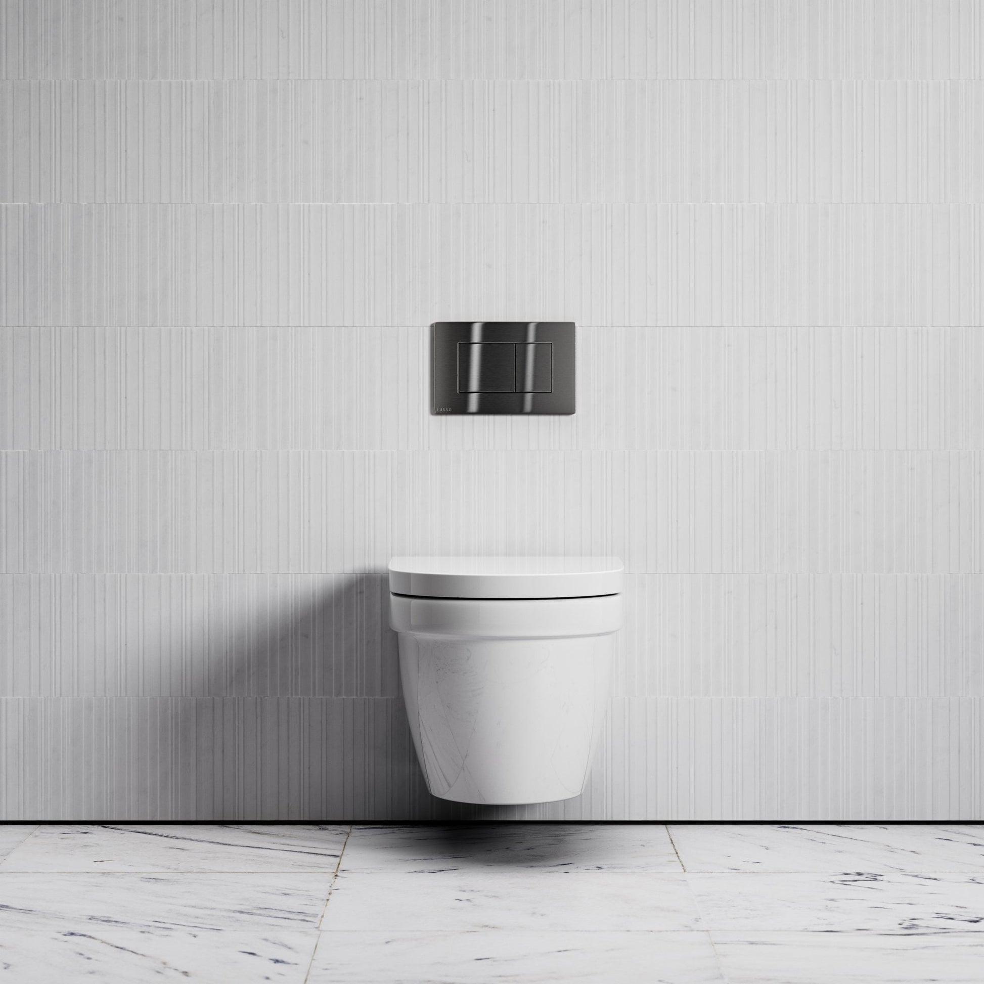 Berkeley Traditional Wall Hung Rimless Toilet with Concealed Cistern Frame and Gunmetal Flush Plate