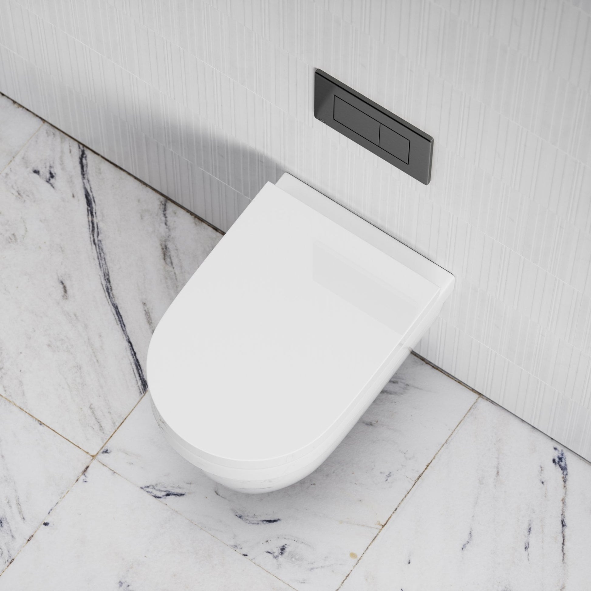 Berkeley Traditional Wall Hung Rimless Toilet with Concealed Cistern Frame and Gunmetal Flush Plate