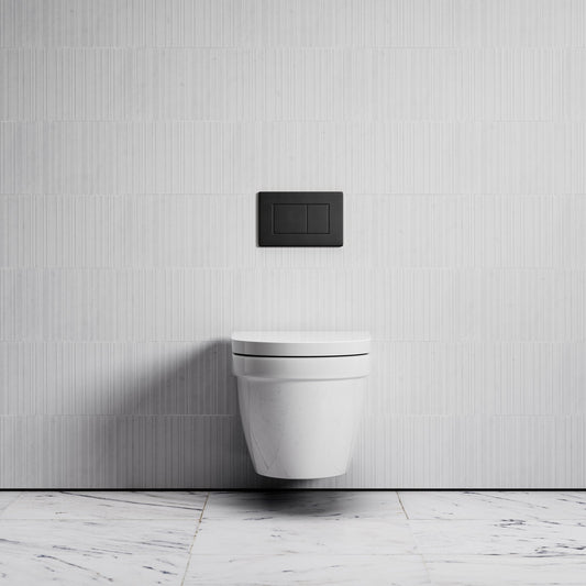 Berkeley Traditional Wall Hung Rimless Toilet with Concealed Cistern Frame and Matte Black Flush Plate