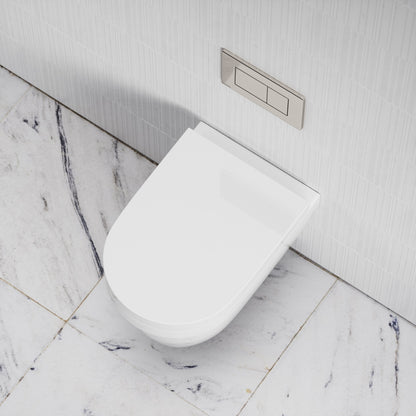 Berkeley Traditional Wall Hung Rimless Toilet with Concealed Cistern Frame and Polished Nickel Flush Plate
