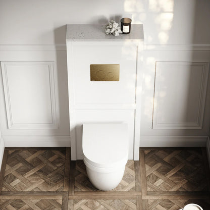 Berkeley Traditional Back to Wall Rimless Toilet with Concealed Cistern, Matte White Claridge Housing and Round Flush Plate