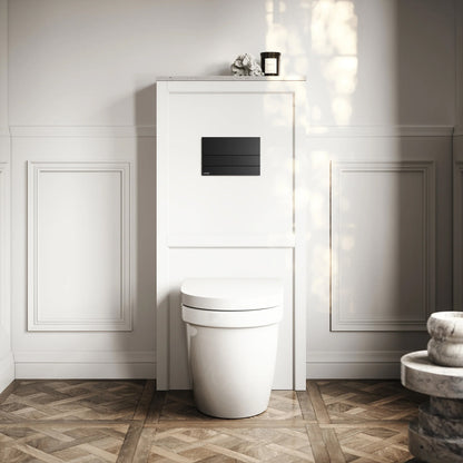 Berkeley Traditional Back to Wall Rimless Toilet with Concealed Cistern, Matte White Claridge Housing and Square Flush Plate
