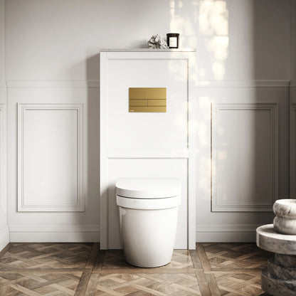 Berkeley Traditional Back to Wall Rimless Toilet with Concealed Cistern, Matte White Claridge Housing and Square Flush Plate