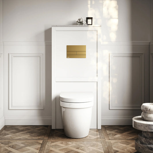 Berkeley Traditional Back to Wall Rimless Toilet with Concealed Cistern, Matte White Claridge Housing and Square Flush Plate