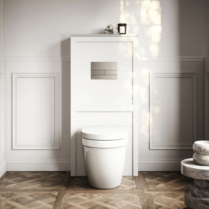 Berkeley Traditional Back to Wall Rimless Toilet with Concealed Cistern, Matte White Claridge Housing and Square Flush Plate