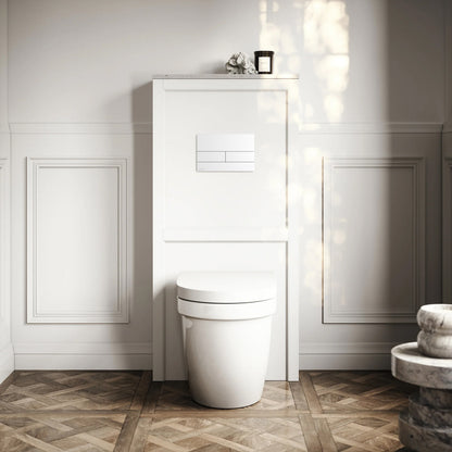 Berkeley Traditional Back to Wall Rimless Toilet with Concealed Cistern, Matte White Claridge Housing and Square Flush Plate