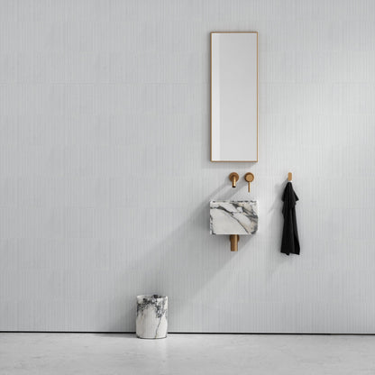Bijoux Arabescato Fluted Marble Bathroom Bin