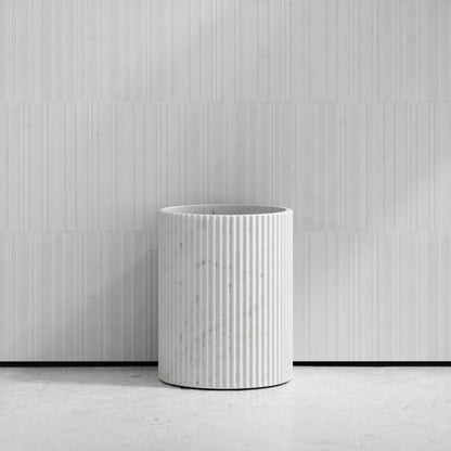 Bijoux Carrara Fluted Marble Bathroom Bin