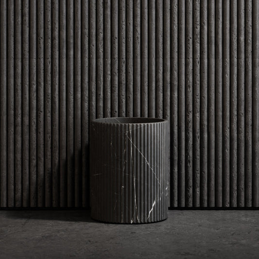 Bijoux Pietra Grey Fluted Marble Bathroom Bin