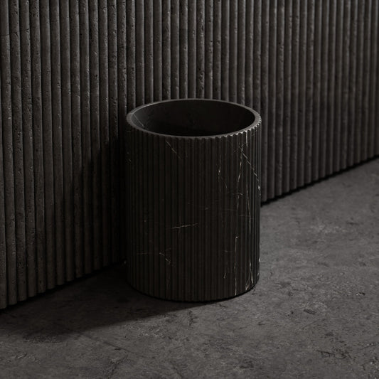 Bijoux Pietra Grey Fluted Marble Bathroom Bin