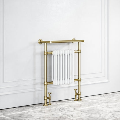 Blenheim Floor Mounted Traditional Towel Warmer Radiator Brushed Gold