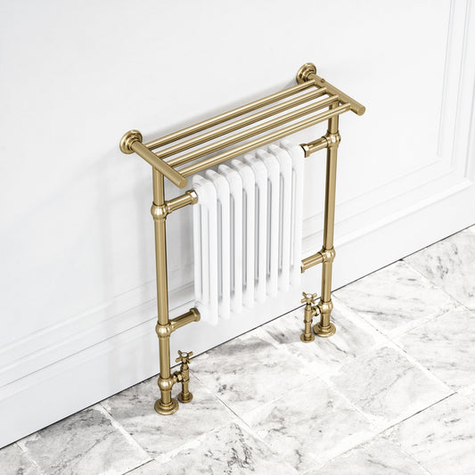 Blenheim Floor Mounted Traditional Towel Warmer Radiator Brushed Gold