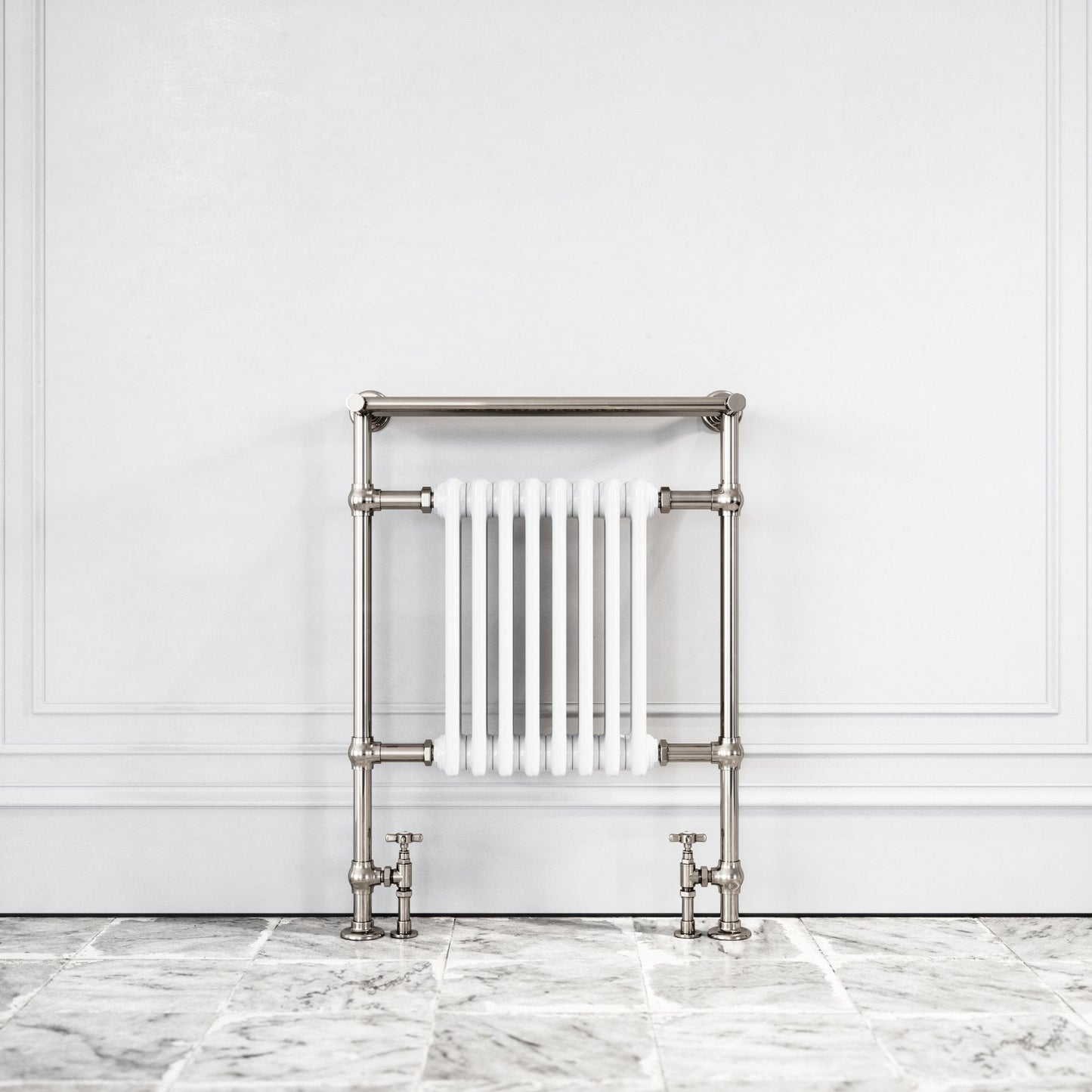 Blenheim Floor Mounted Traditional Towel Warmer Radiator Polished Nickel