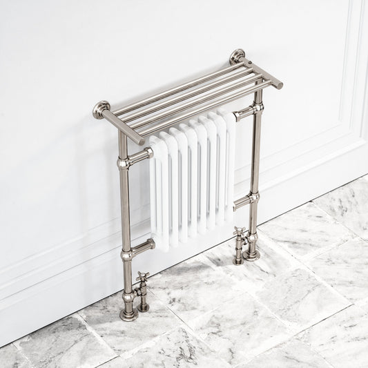 Blenheim Floor Mounted Traditional Towel Warmer Radiator Polished Nickel