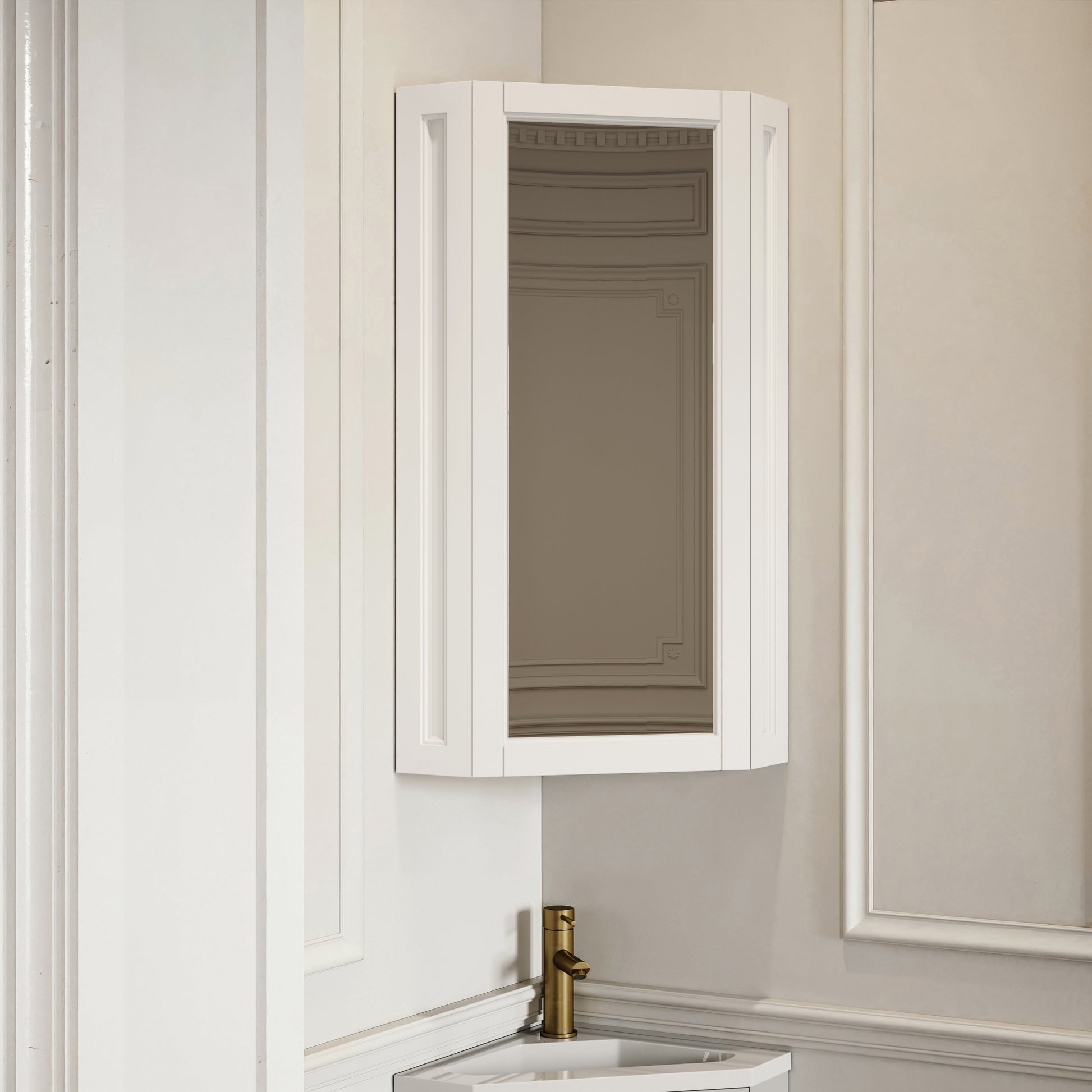 Blenheim Matte Cream Corner Storage Mirror 365mm