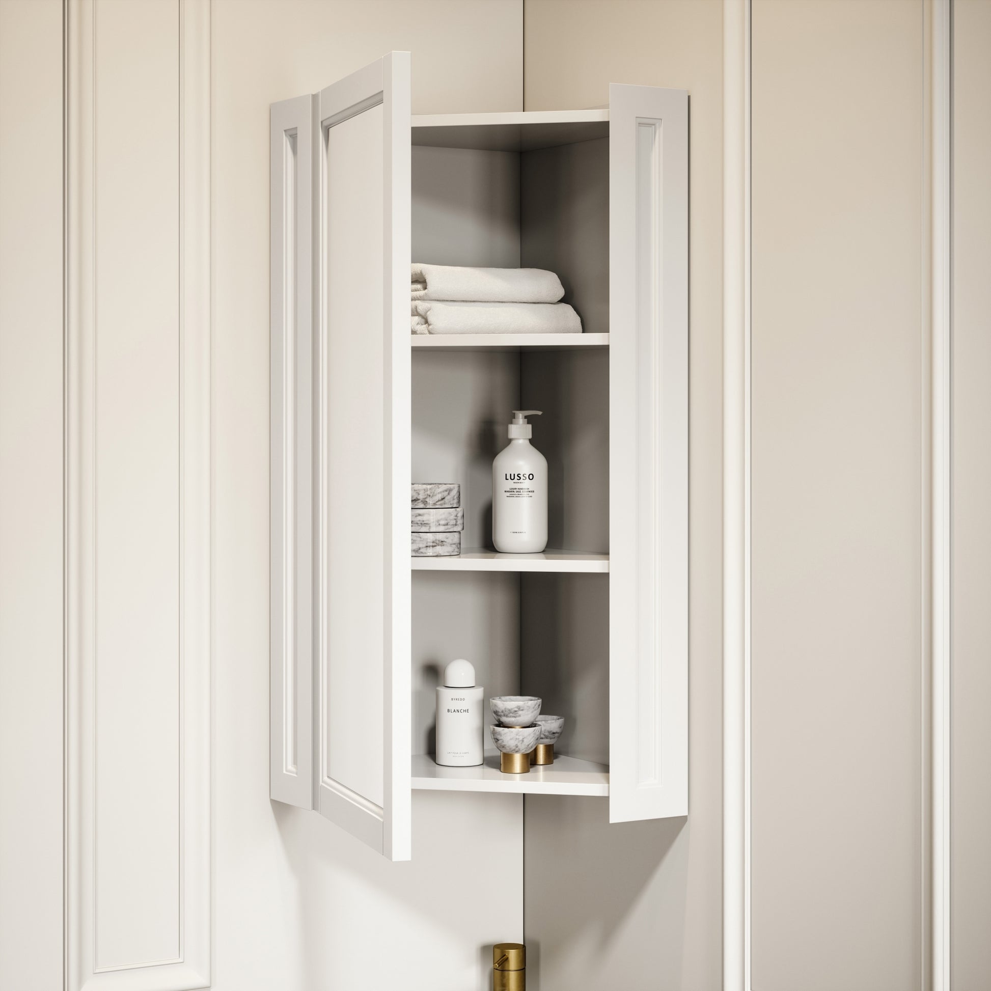 Blenheim Matte Cream Corner Storage Mirror 365mm