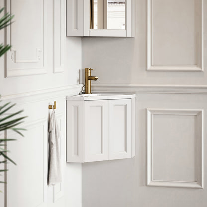 Blenheim Matte Cream Corner Vanity Unit with Mirror Cabinet 390mm