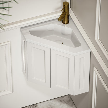 Blenheim Matte Cream Corner Vanity Unit with Mirror Cabinet 390mm