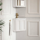 Blenheim Matte Cream Corner Vanity Unit with Stone Basin 390mm