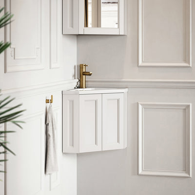 Blenheim Matte Cream Corner Vanity Unit with Stone Basin 390mm