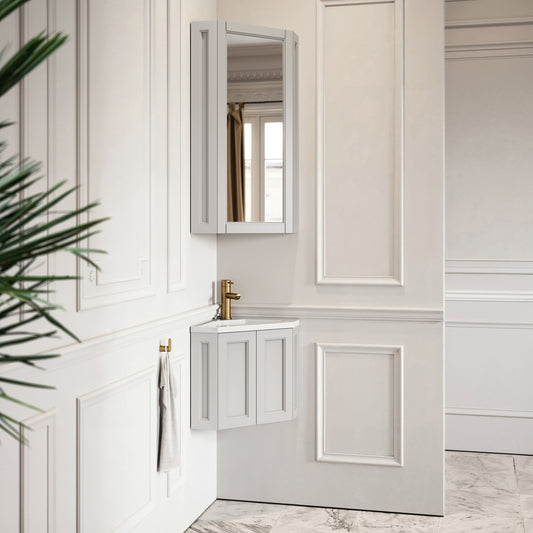 Blenheim Matte Stone Corner Storage Mirror 365mm