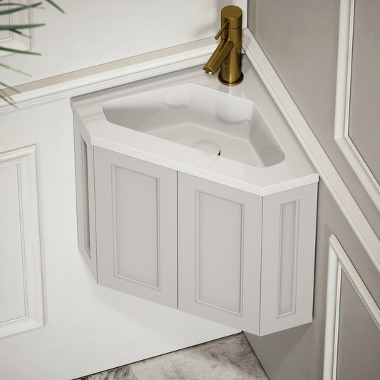 Blenheim Matte Stone Corner Vanity Unit with Mirror Cabinet 390mm