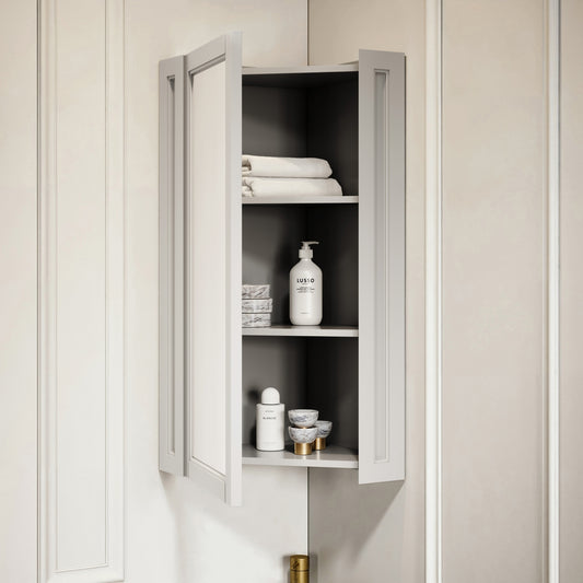 Blenheim Matte Stone Corner Vanity Unit with Mirror Cabinet 390mm