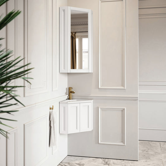 Blenheim Matte White Corner Storage Mirror 365mm