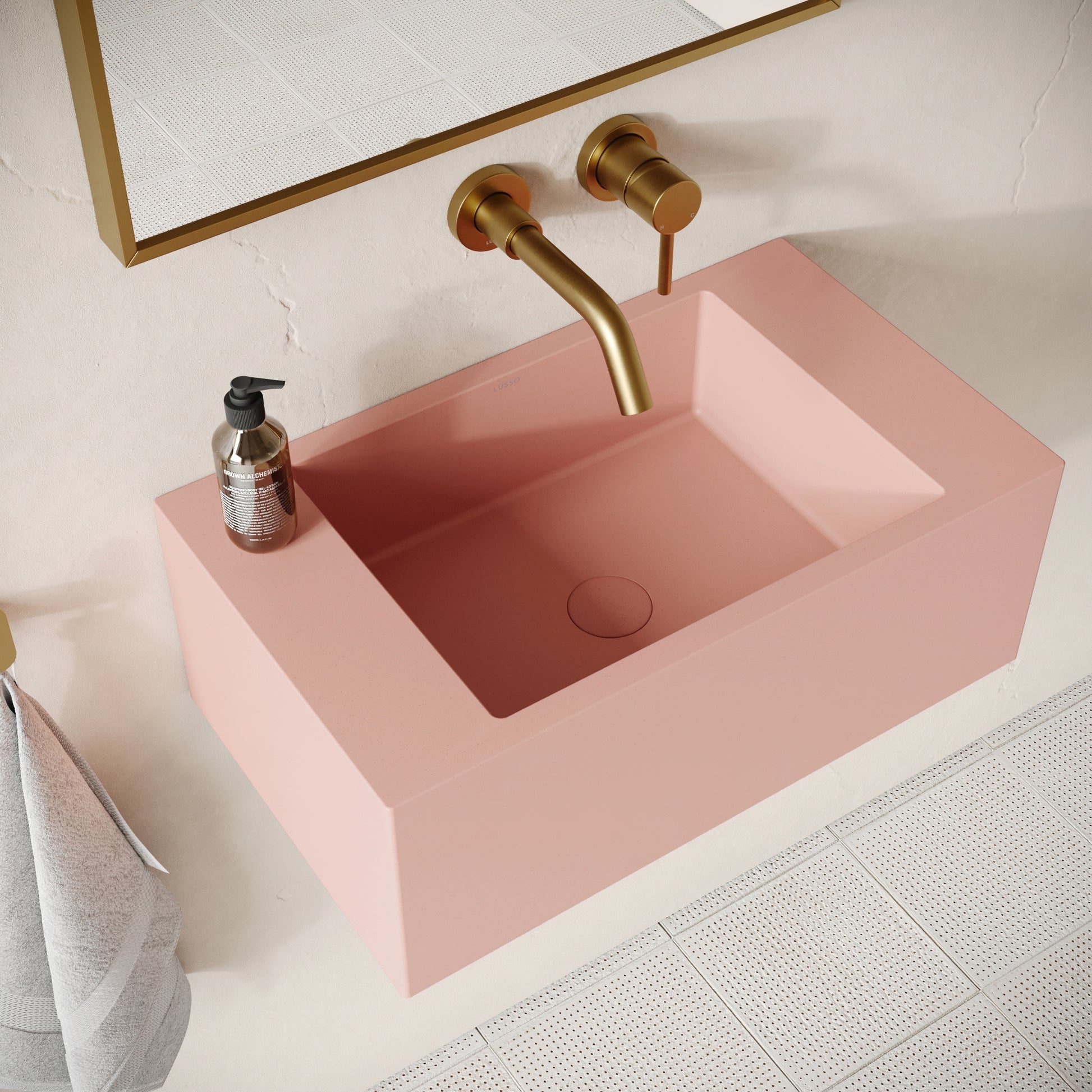 Blocco Blush Concrete Wall Hung Basin 600mm