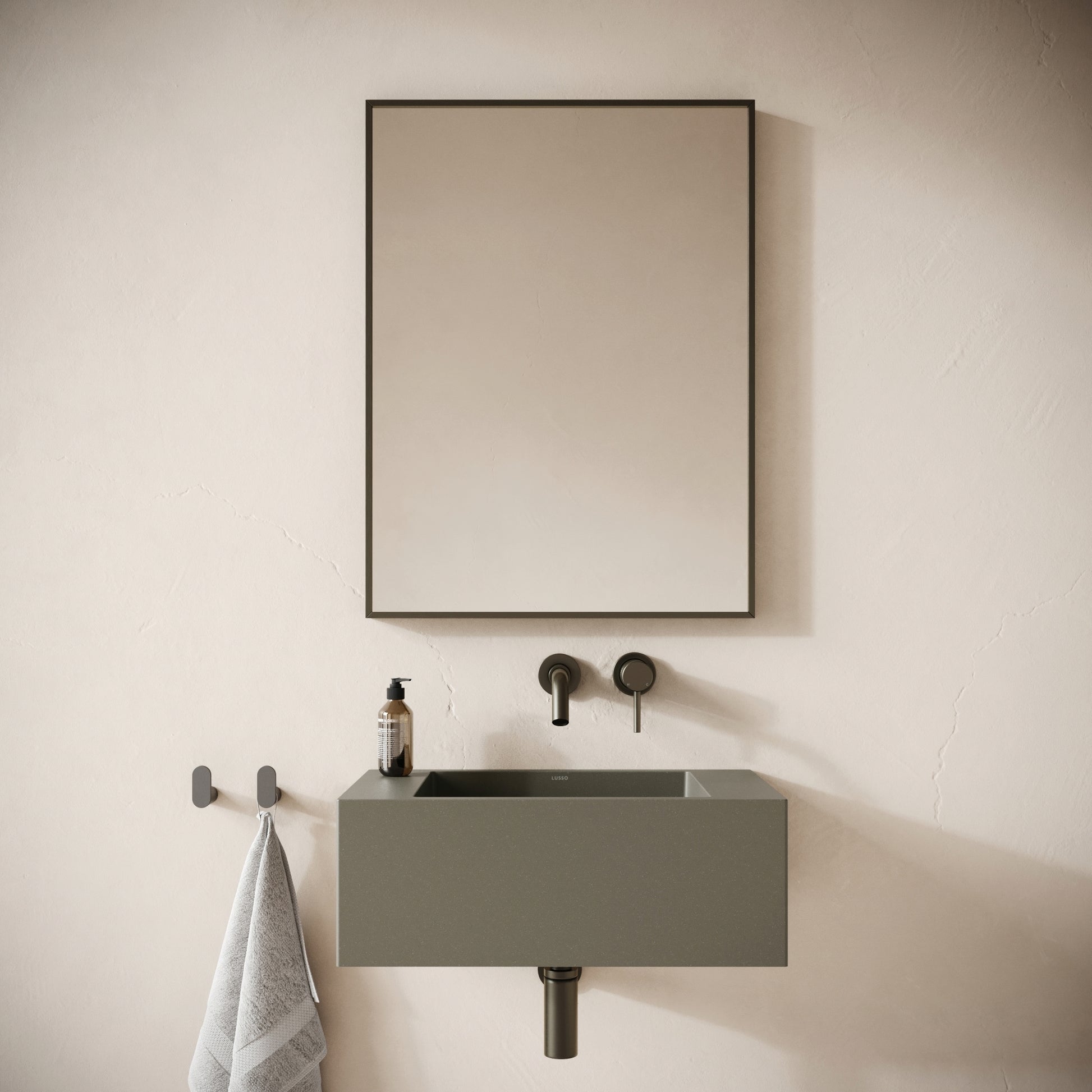 Blocco Oyster Concrete Wall Hung Basin 600mm