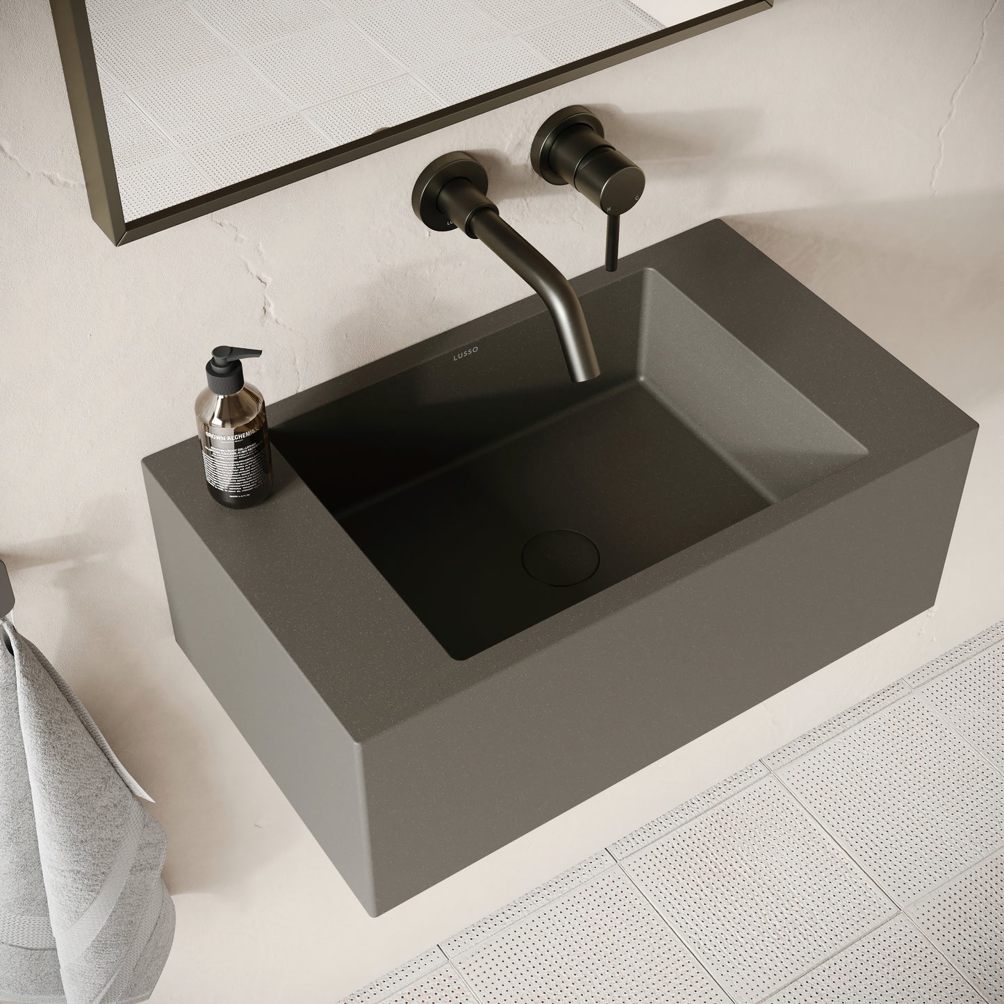 Blocco Oyster Concrete Wall Hung Basin 600mm