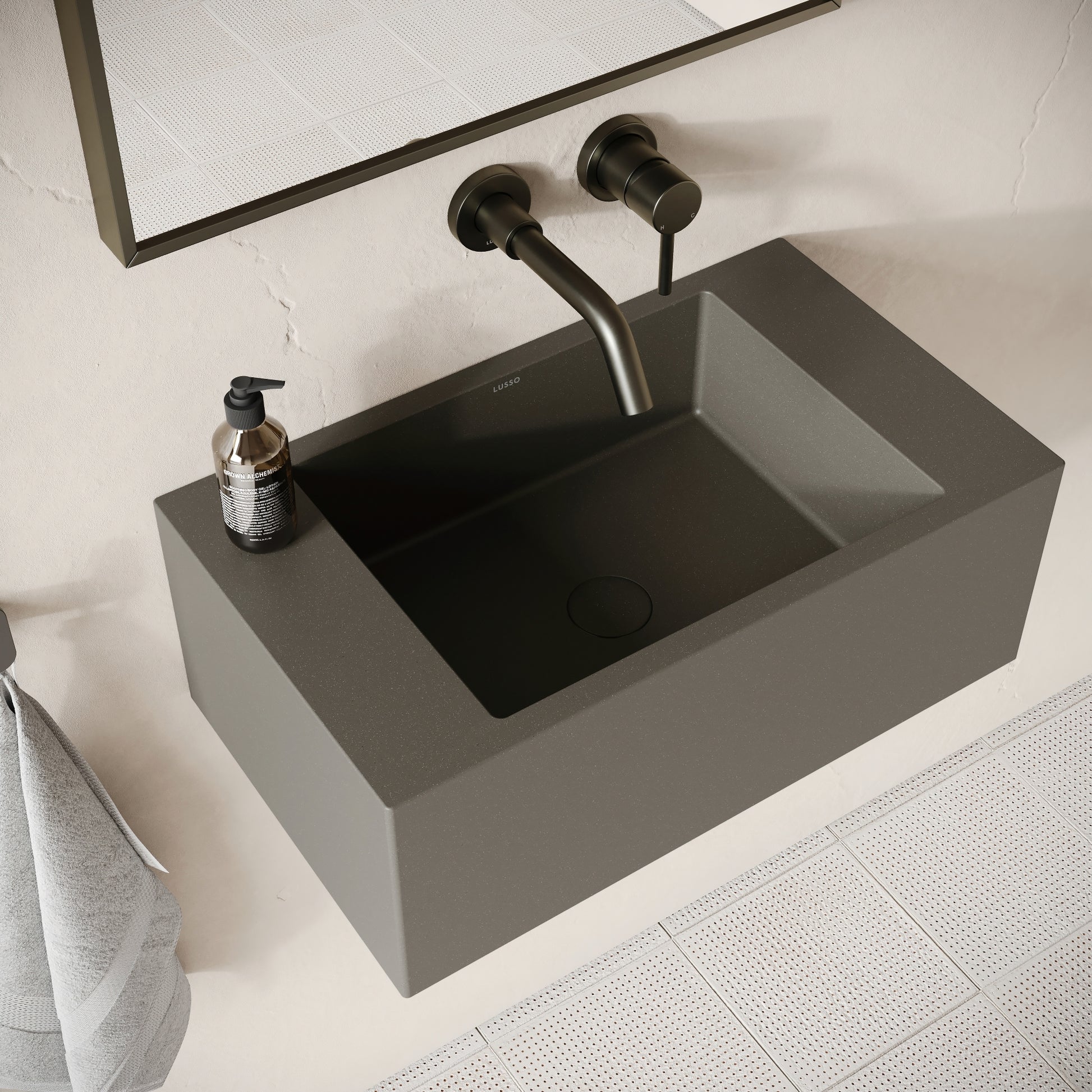 Blocco Oyster Concrete Wall Hung Basin 600mm