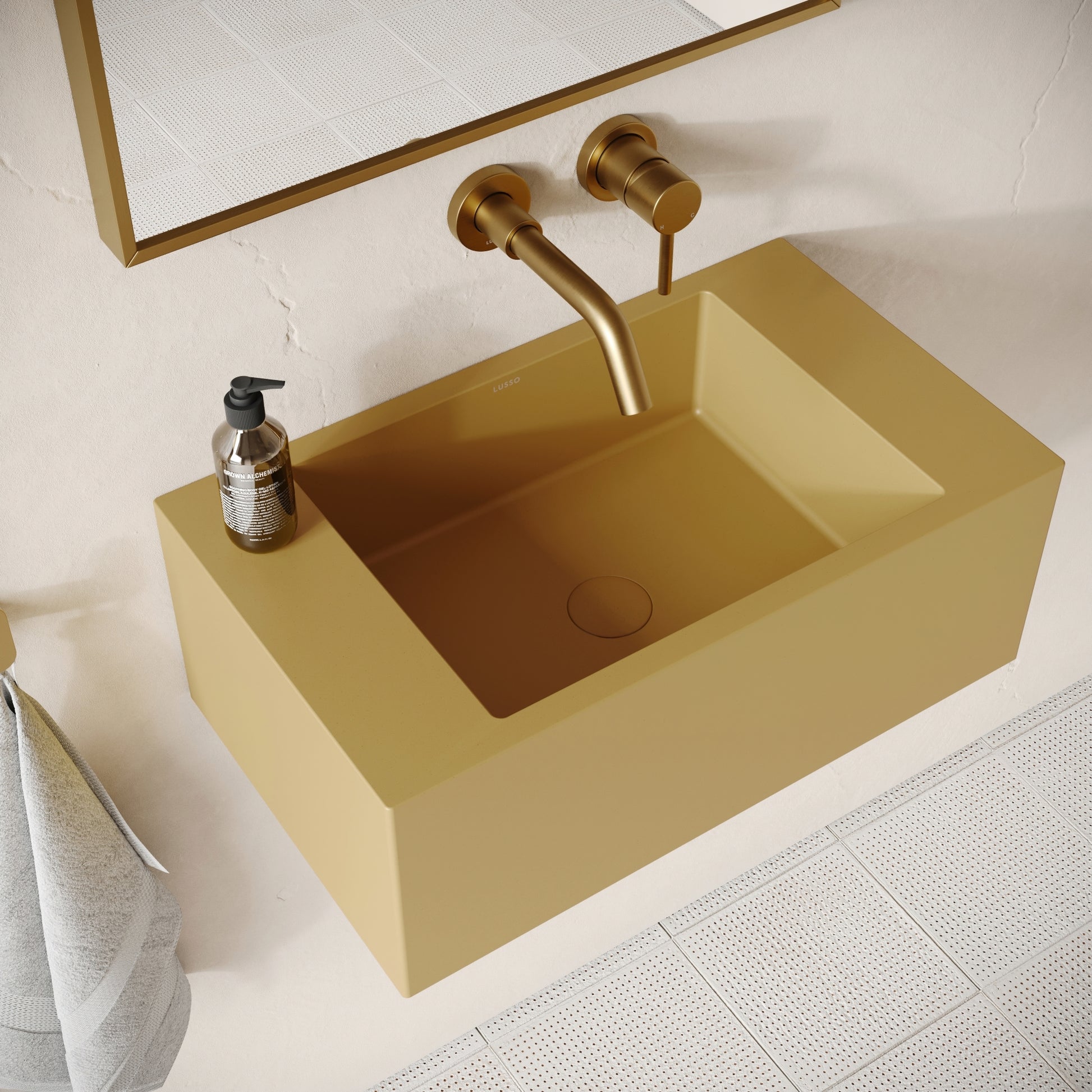 Blocco Saffron Concrete Wall Hung Basin 600mm
