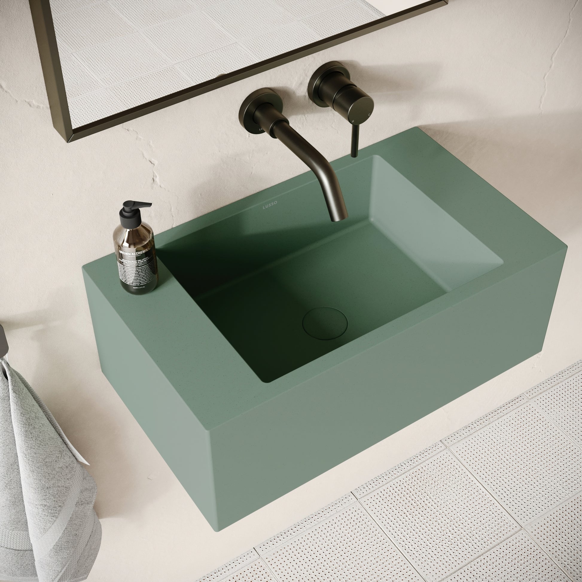 Blocco Seafoam Concrete Wall Hung Basin 600mm