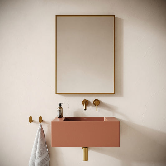 Blocco Terracotta Concrete Wall Hung Basin 600mm
