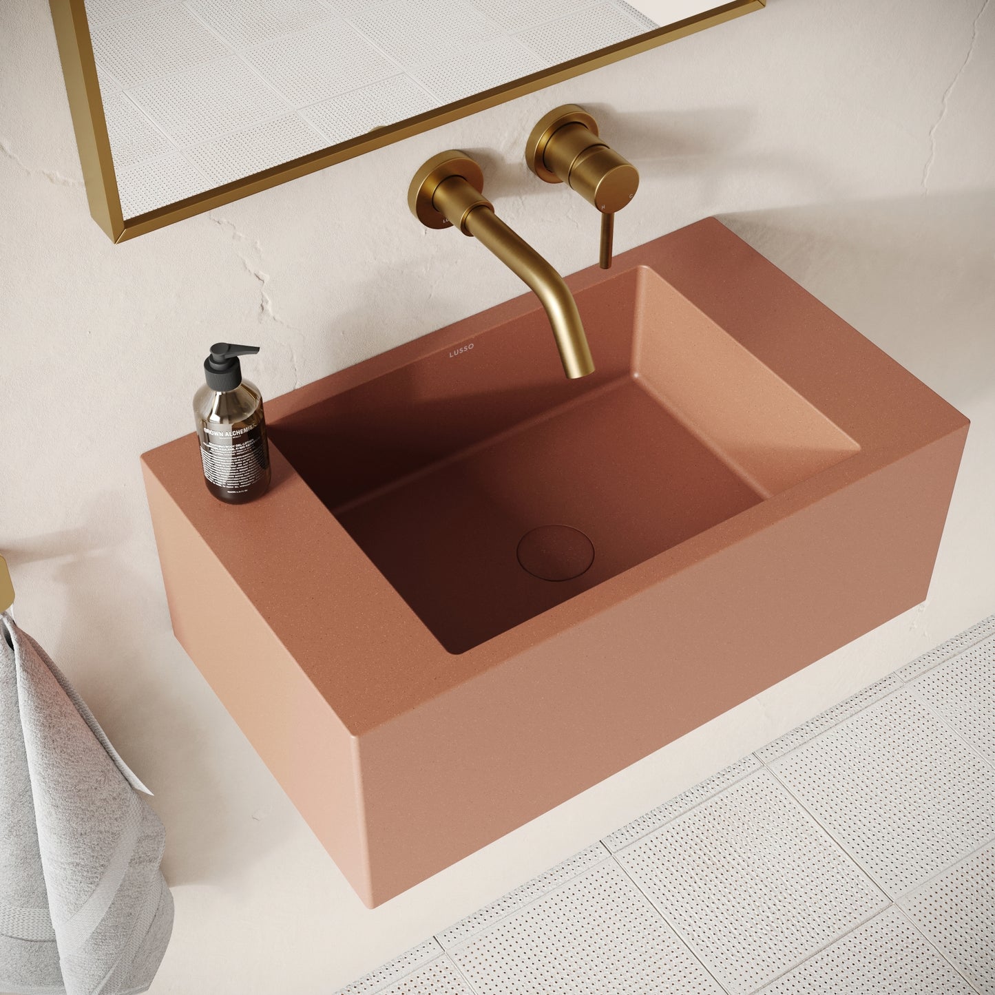 Blocco Terracotta Concrete Wall Hung Basin 600mm