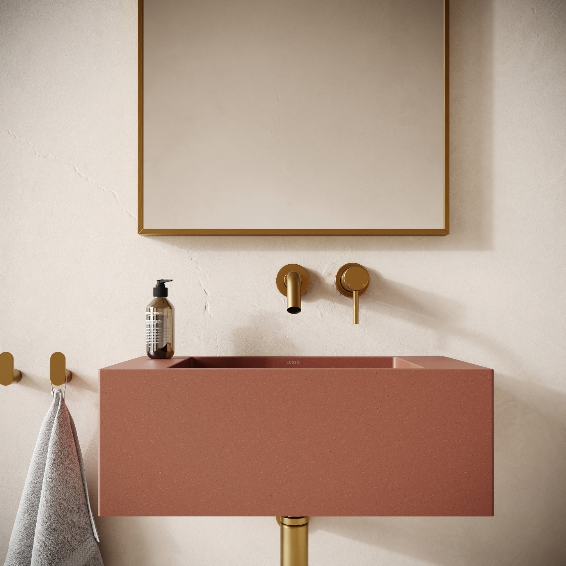 Blocco Terracotta Concrete Wall Hung Basin 600mm
