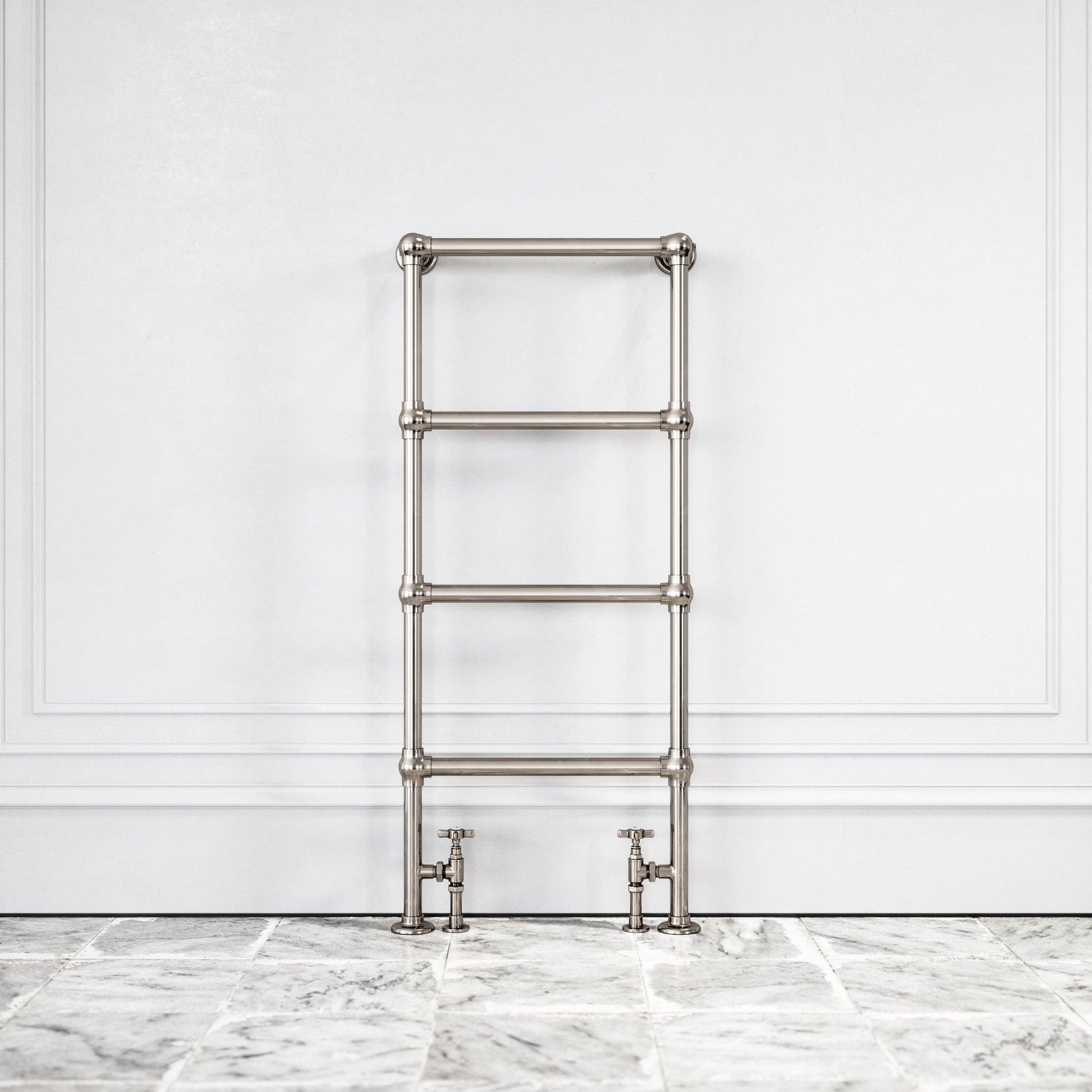 Brook Floor Mounted 4-bar Traditional Heated Towel Warmer Radiator Polished Nickel