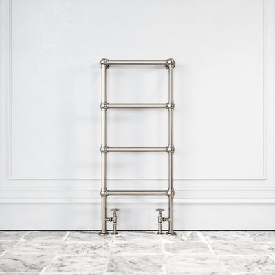 Brook Floor Mounted 4-bar Traditional Heated Towel Warmer Radiator Polished Nickel