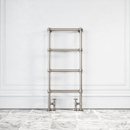 Brook Floor Mounted 4-bar Traditional Heated Towel Warmer Radiator Polished Nickel