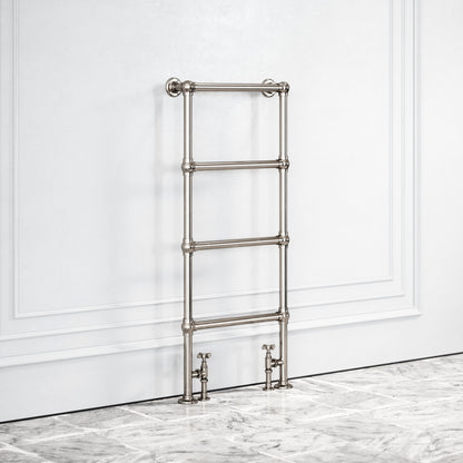 Brook Floor Mounted 4-bar Traditional Heated Towel Warmer Radiator Polished Nickel