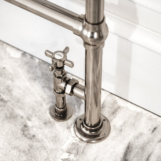 Brook Floor Mounted 4-bar Traditional Heated Towel Warmer Radiator Polished Nickel