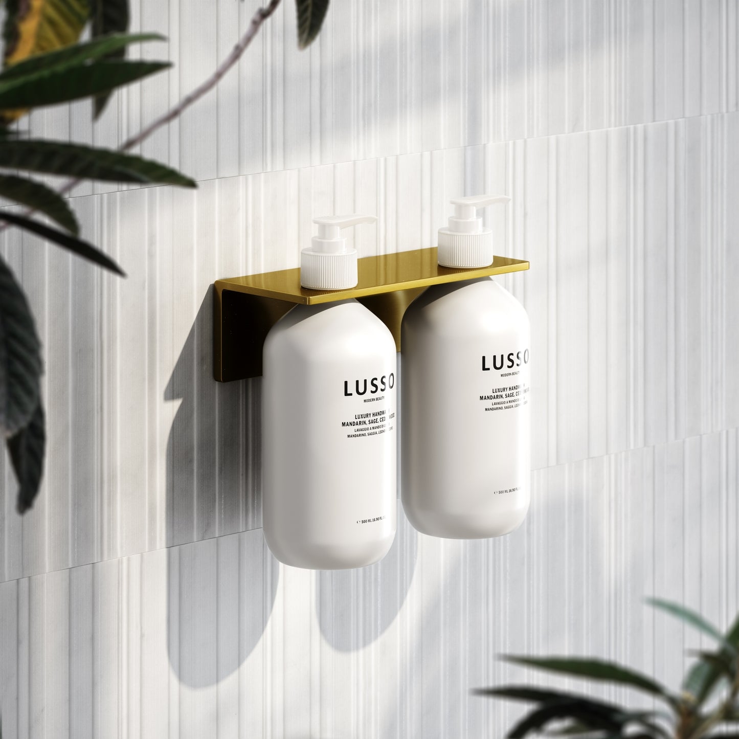 Brushed Gold Double Soap Dispenser Wall Bracket